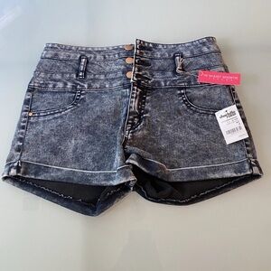 Refuge High-Waist Gray Denim Shorts